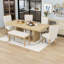 Ensemble de table de salle à manger extensible 6 pièces avec rallonge amovible, chaises rembourrées et banc
