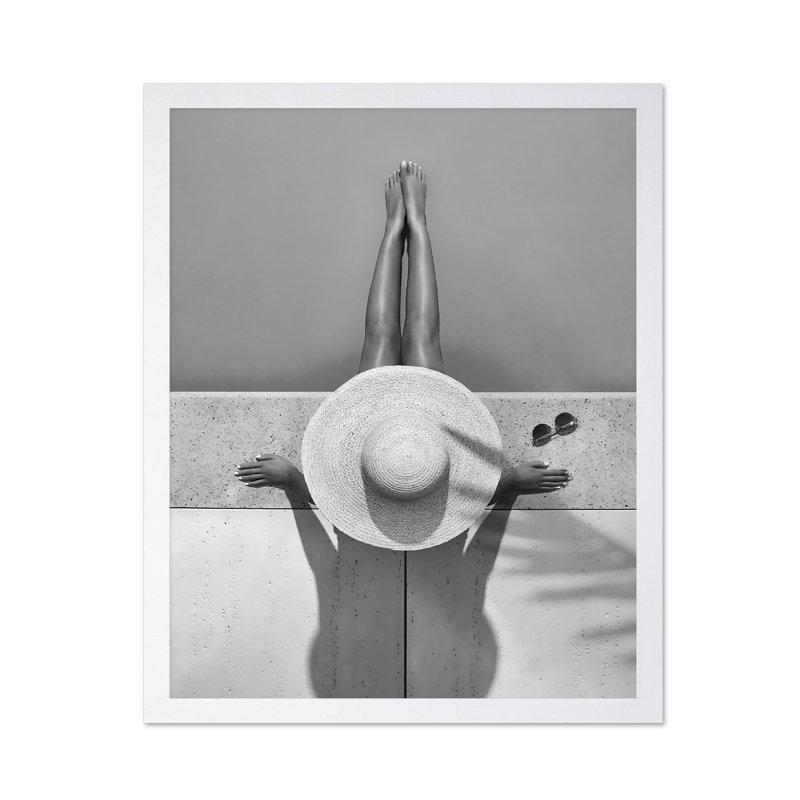 Woman in Swimming Pool, Poster, 16"H x 20"W, Brown Framed