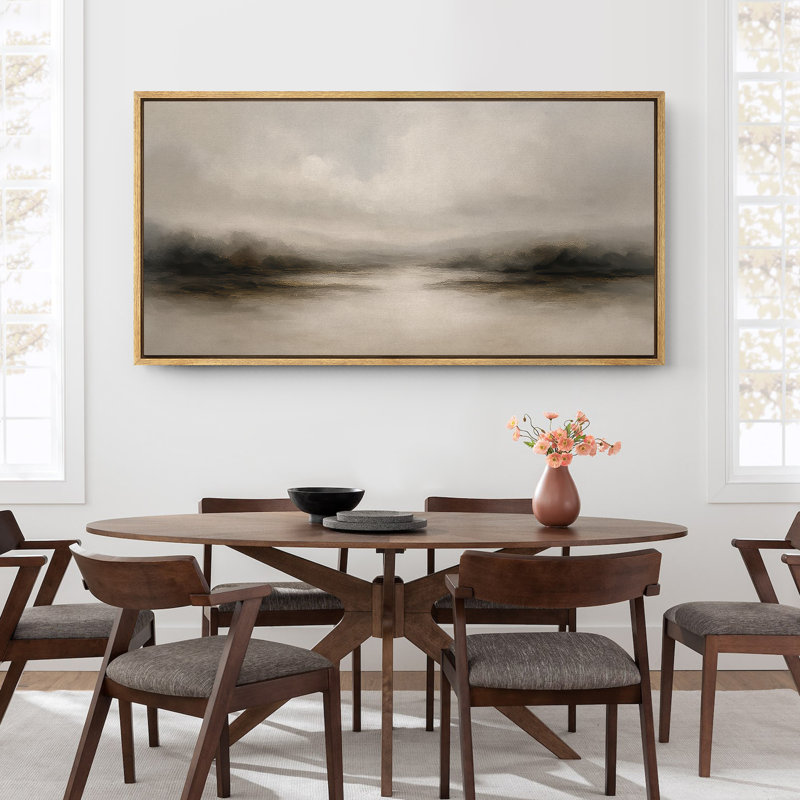 Large Framed Canvas Print Wall Art - Neutral Abstract Landscape Print for Minimalist Modern Wall Decor, Natural