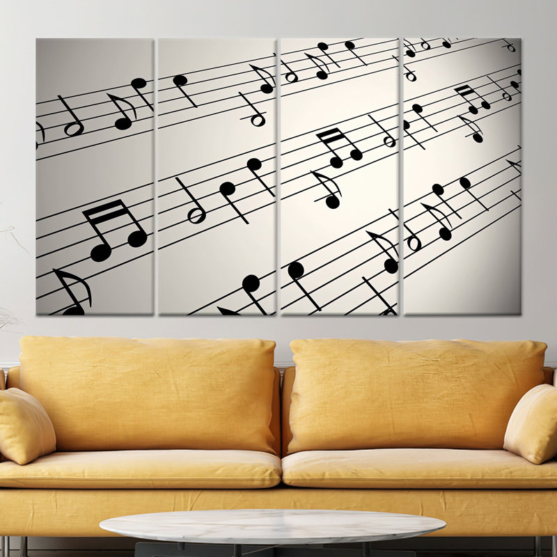 Elegant Music Notes Canvas Print: Modern, Artistic Wall Decor,4P Wrapped Canvas, H: 43.3 x W:78.7 inches