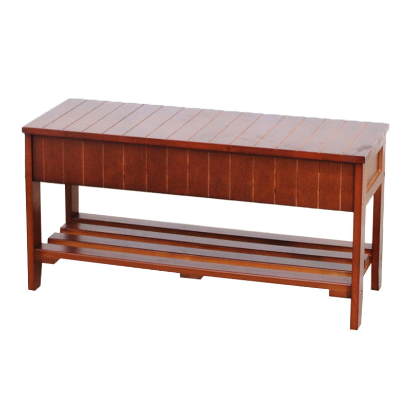 Solid Wood Shoe Bench With Storage In Cherry Finish Design - 35.5" X 13" 18" And Practical For Entryway Quality L W H Strong Functional
