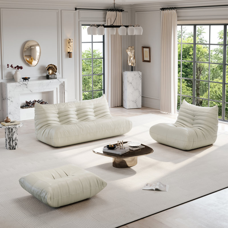 Canapé rembourré, canapé Lazy, Similicuir beige