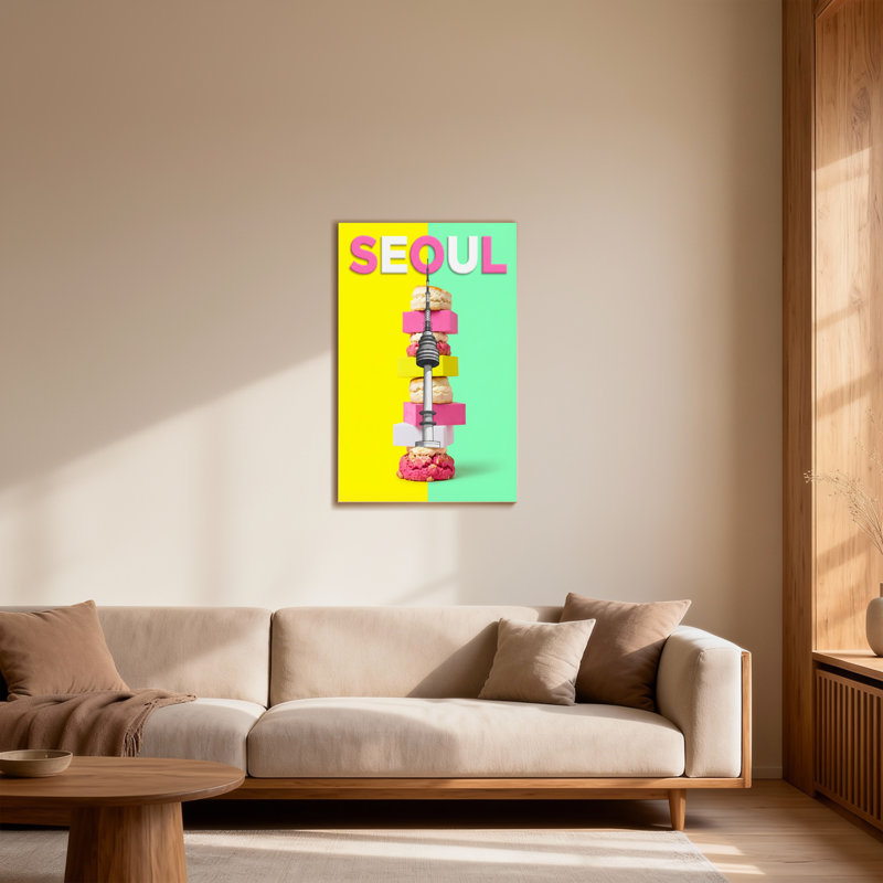 Scènes et paysages urbains, tour de Séoul, H 36 po x l 24 po