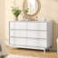 Commode 6 tiroirs avec commode double de 49 po avec rebords arrondis, commode de chambre à coucher, commode