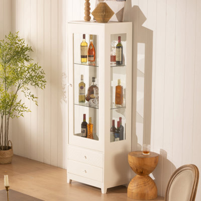 Vitrine autoportante 71 po, porte vitrée avec plafonnier, armoire à vin avec tablettes réglables, pour le salon, la cuisine, le bar et la salle à manger