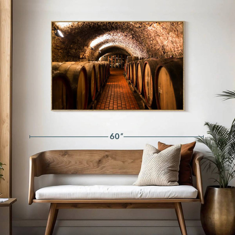 Barils de vin Winery, Cadre flottant en bois naturel, 46 po x 31 po