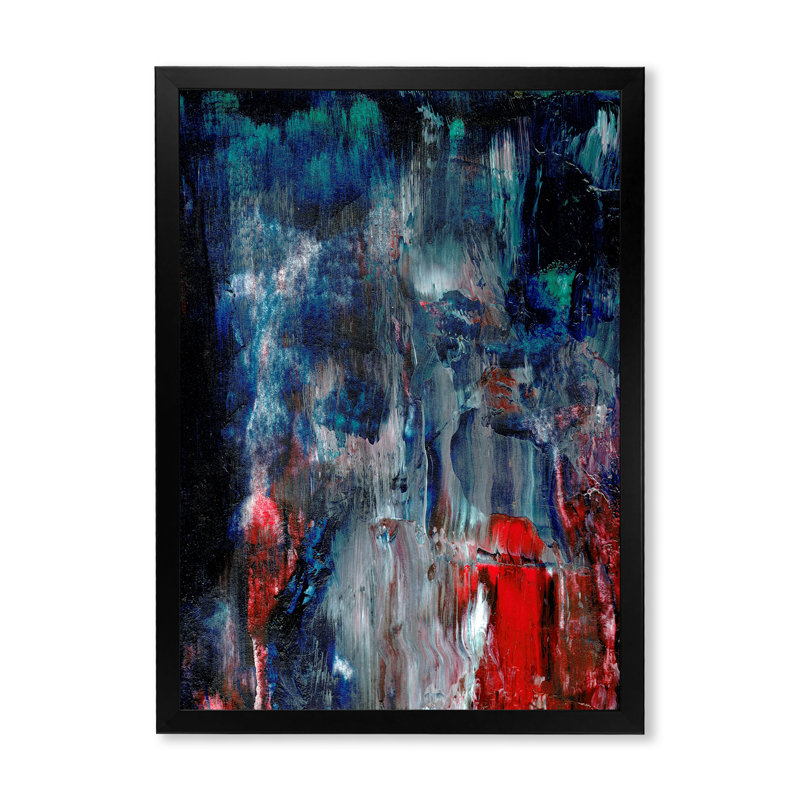Paint Strokes In Shade Of Blue - Décoration murale moderne et contemporaine en toile, Cadre photo noir