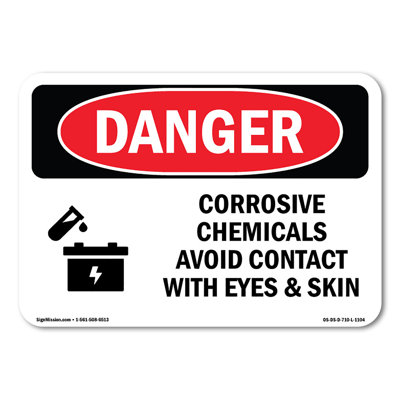 Corrosive Chemicals Avoid Contact Plastic Sign 14" X 10"