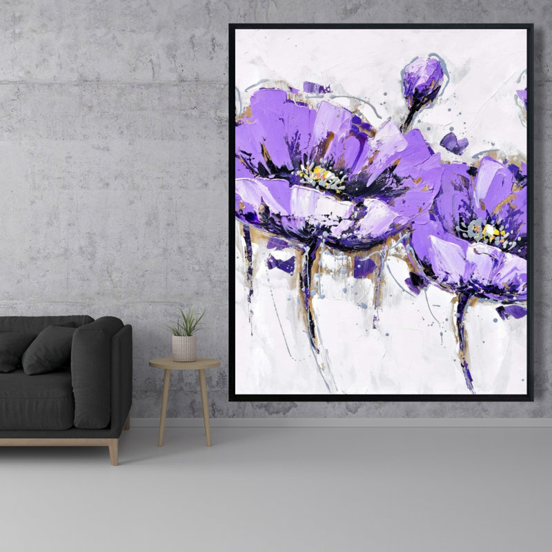 Purple Anemone Flowers Print On Canvas