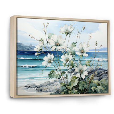 «Flower in Oceanic Calm Beach View II - Coastal Minimalisme», art mural