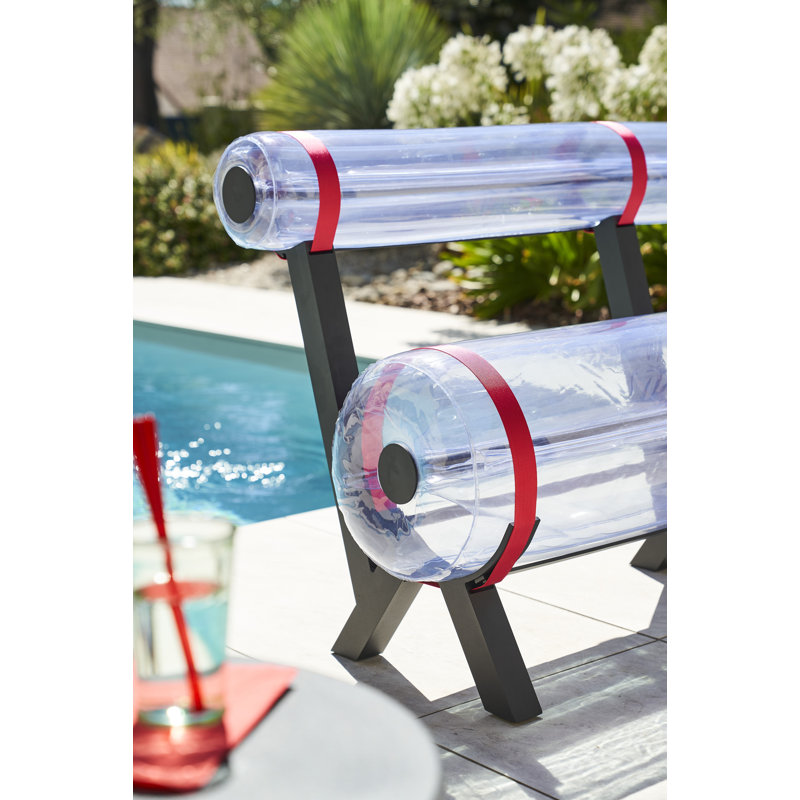 L150 Aluminium And Crystal Black PVC Bench, Clear