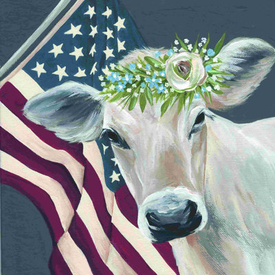 " Patriotic Cow " Painting Print