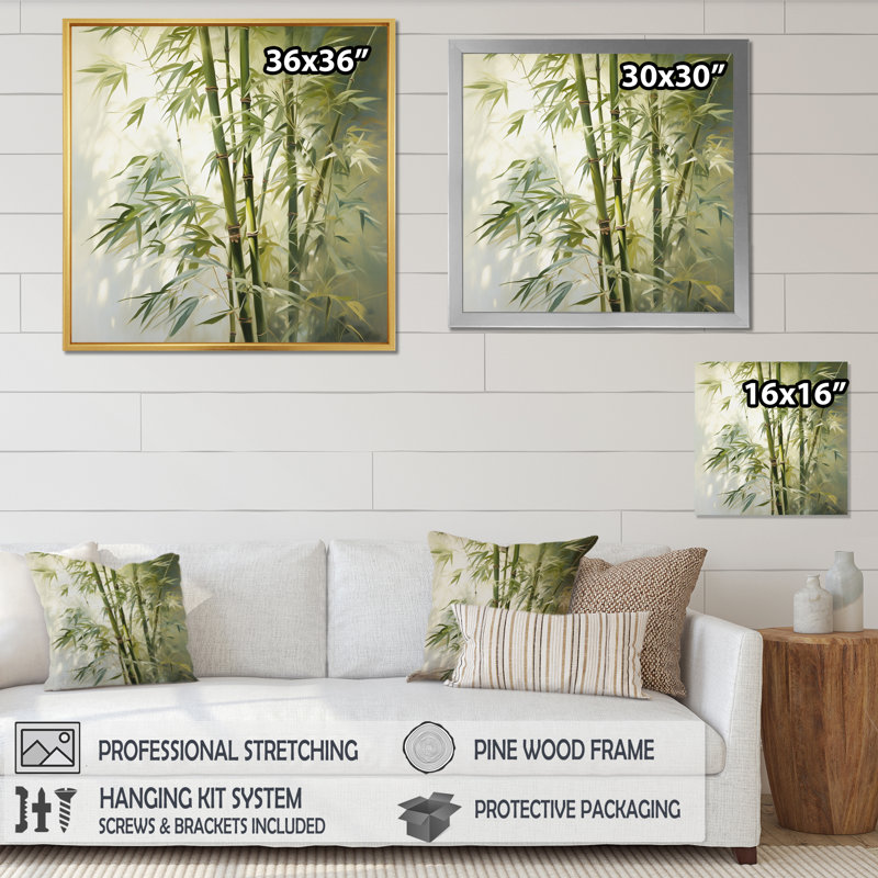 Bamboo Romantic Impression II - impression, H 30 po x l 30 po x P 1 po, Toile tendue