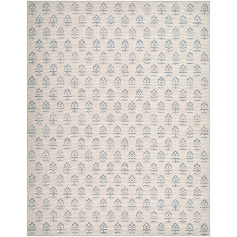 Jenni Yolo Home x Livabliss Flora Rug, Rectangle 9'2" x 12', Ivory/Baby Blue