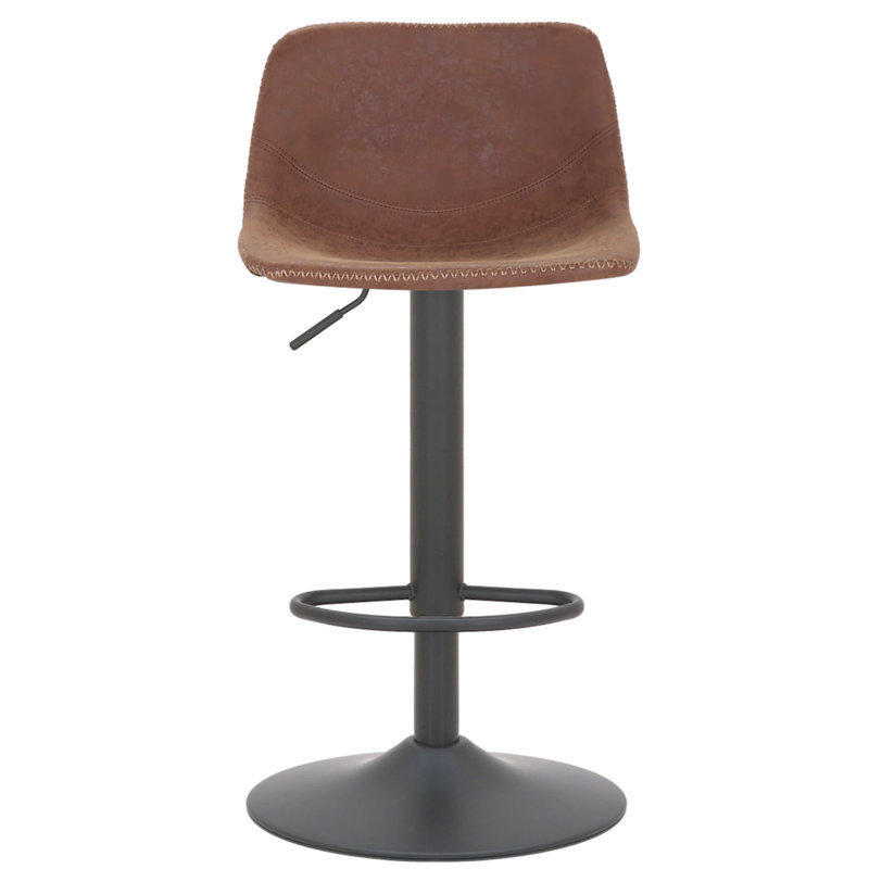 Yasmine Swivel Upholstered Adjustable Height Counter Stool with Metal Frame, Brown