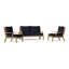 Hadley Outdoor 3 - Piece Teak Conversation Set-547875443-624906733