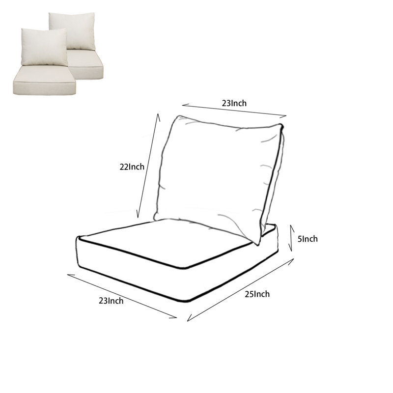 Deep Seat Chair Cushion Set - Almond, Almond