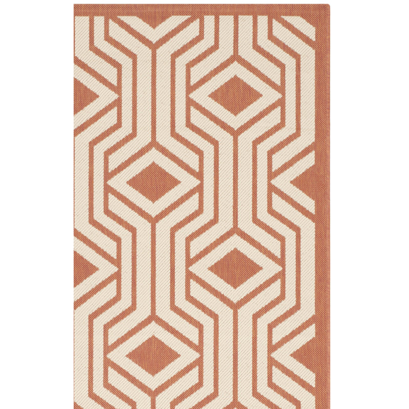 Arneshia Geometric Beige/Terracotta Indoor/Outdoor Area Rug, Rectangle 5'3" x 7'7"
