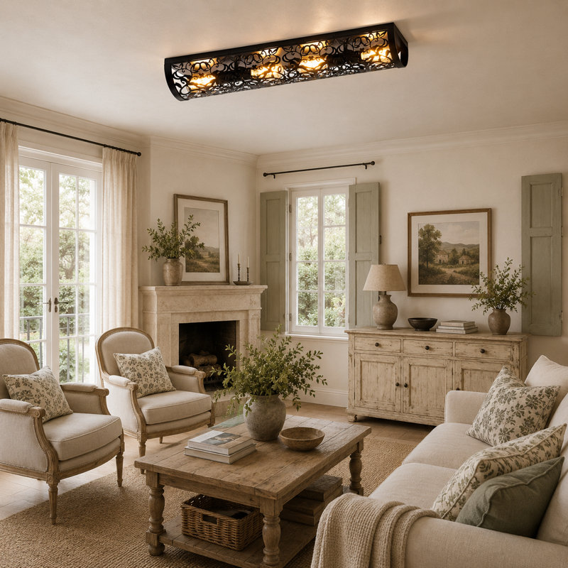 4-Light 80cm Metal Farmhouse Dimmable Flush Mount