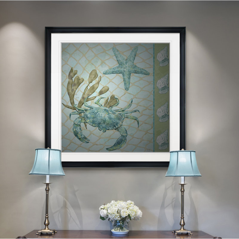 « under sea ii », peinture, H 16 po x l 16 po x P 1,5 po, Cadre noir