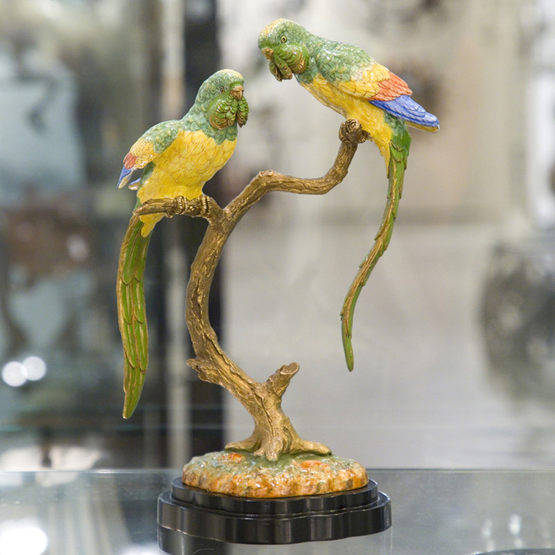 Figurine en porcelaine à double perroquet avec bronze Ormolu