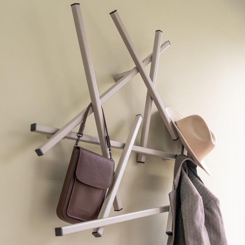 Metal Wall Wall Mounted Coat Rack, Silky Taupe