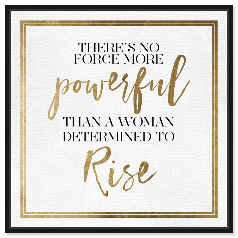 «Woman Rise» - Art textuel sur toile, 20'' H x 20'' W x 1.5'' D, Toile avec cadre noir