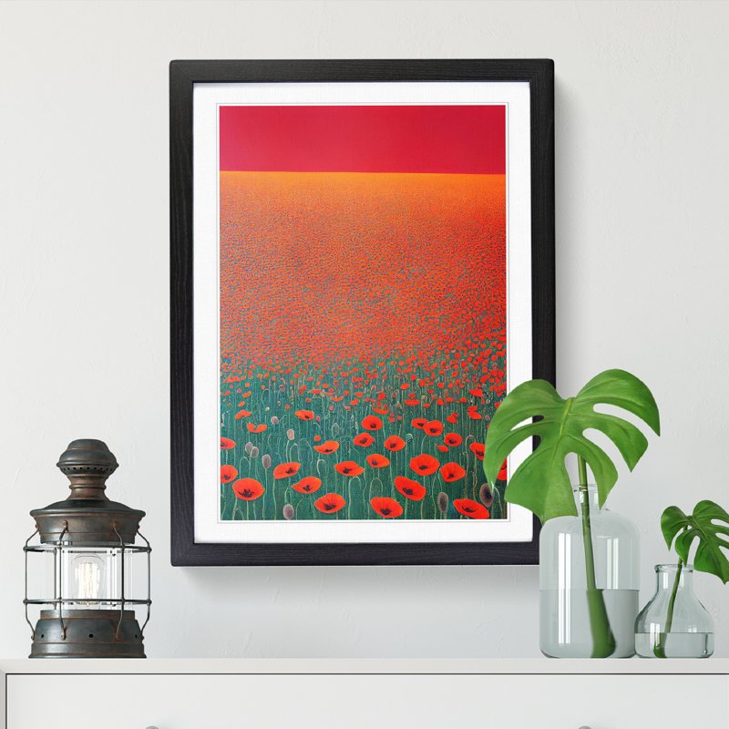 Poppy Field Vol.1 - Picture Frame Print, 64cm H x 46cm W x 2cm D, Walnut
