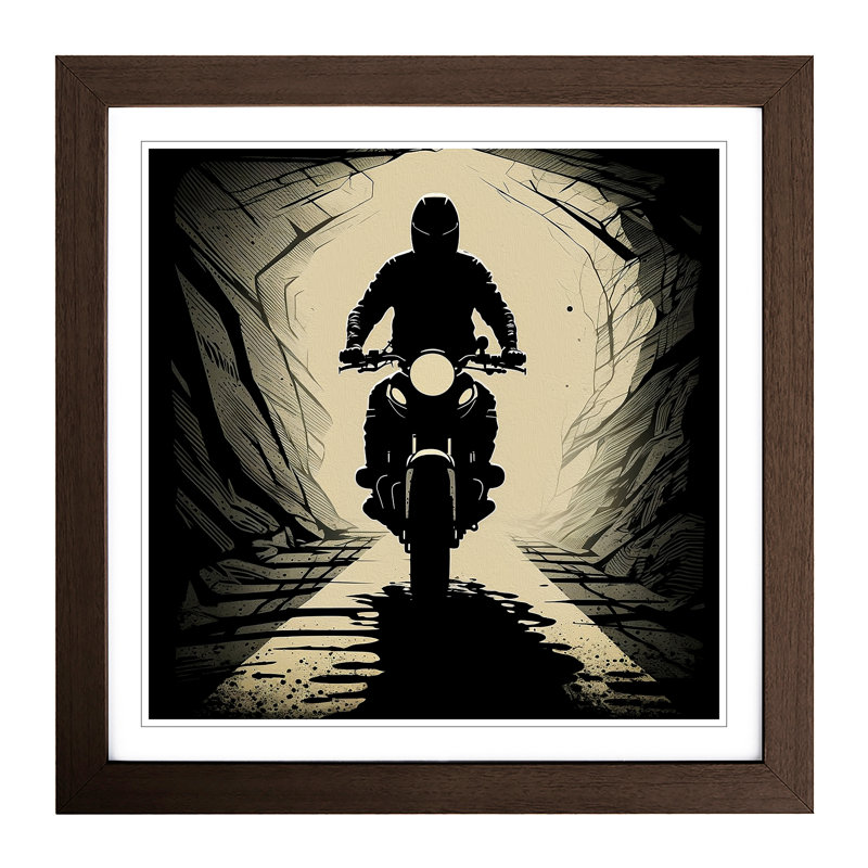 Motorcycle Silhouette - Framed Print, Walnut