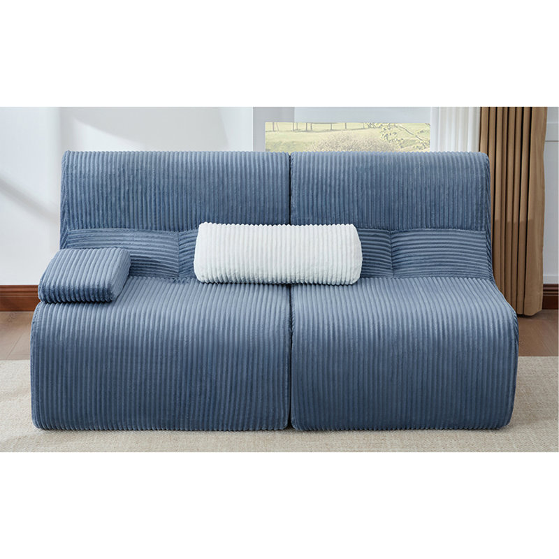 Canapé modulaire 63,7 po Modern, Velours côtelé bleu, Bleu