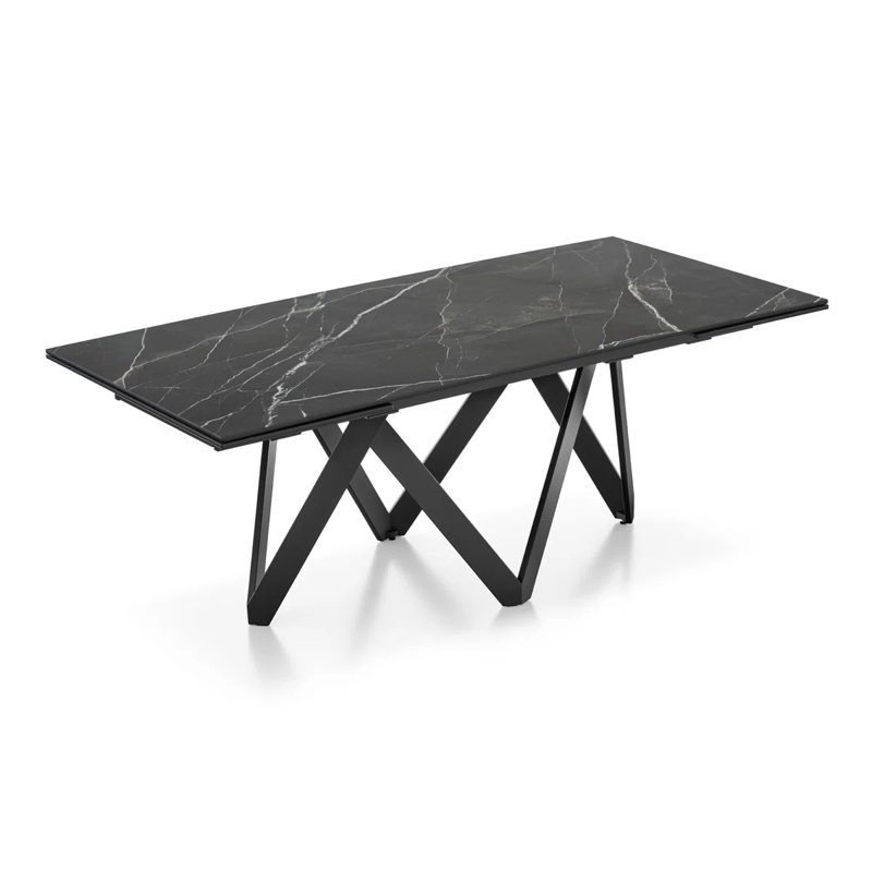 Cartesio Extendable Tables, 29.63"H x 63"L x 35.5"W, White Marble, Walnut