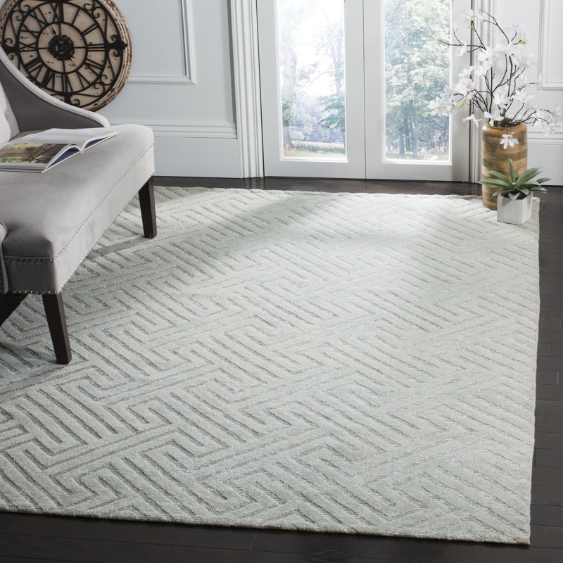 Santa Fe Hand-Knotted Wool Gray Area Rug, Rectangle 2' x 3'