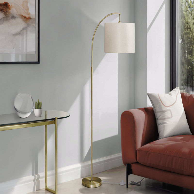 Lighting, 65"H, Floor Lamp, Brass Metal, Ivory / Cream Shade, Contemporary, White