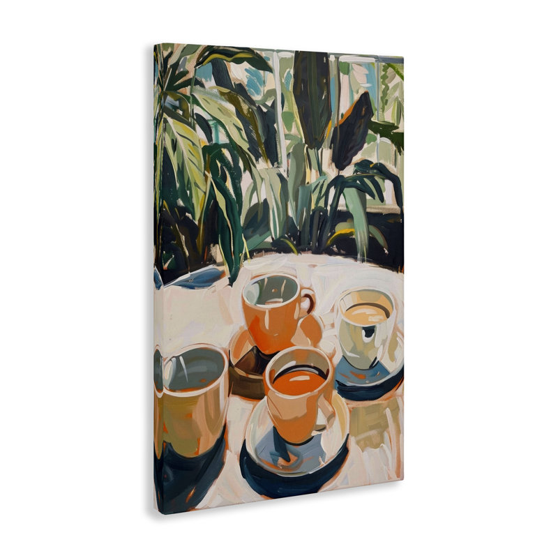  Art mural sur toile Coffee Time Parmi les Plantes par LSR Design Studio, H 24 po x l 16 po