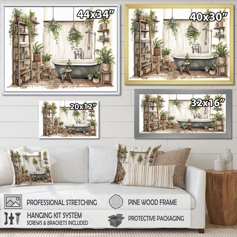 «Natural Bathroom Decor», impression sur toile, H 12 po x l 20 po x P 1 po, Toile tendue