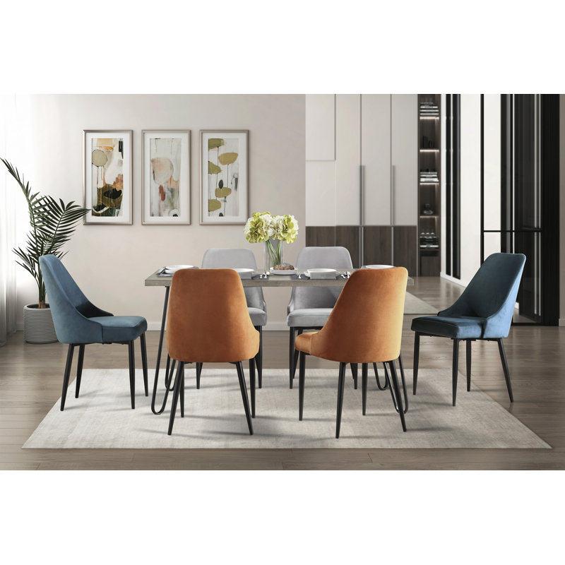 Mobilier de salle à manger moderne et élégant avec ensemble de salle à manger et chaises d'appoint en velours, Multi