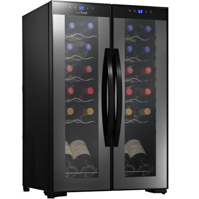 24 Bottle and 12 Can Dual Zone Freestanding Wine Refrigerator