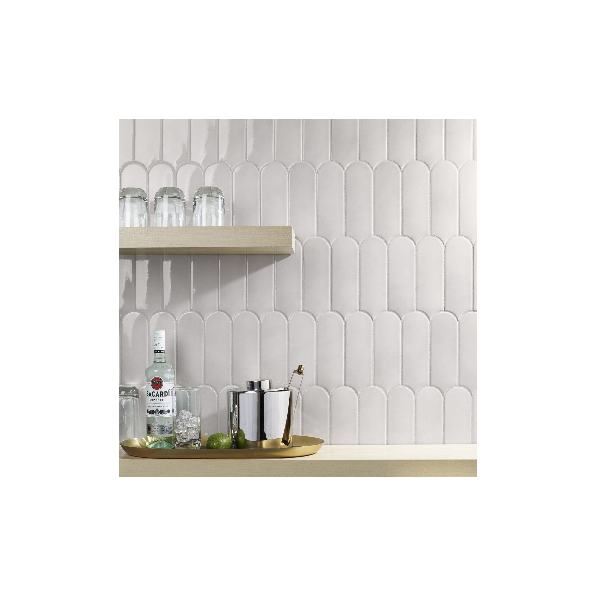 Airy 2.83 in. x 7.67 in. Polished Ceramic Fishscale Wall Tile (5.15 Sq. Ft. / Case), Mist Gray