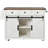 53.7" Farmhouse Kitchen Island With Power Outlet, Sliding Barn Door, Drop Leaf & Rolling Wheels