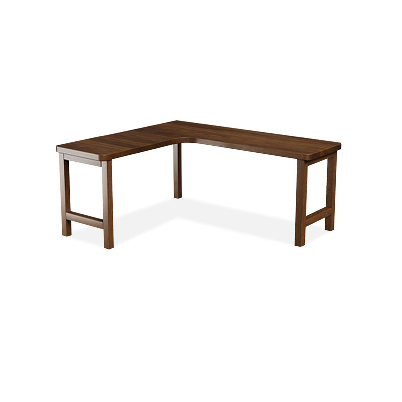 Light walnut L-Shaped Solid Wood desk, 29.53" H x 62.99" W x 47.24" D, Left Hand Return