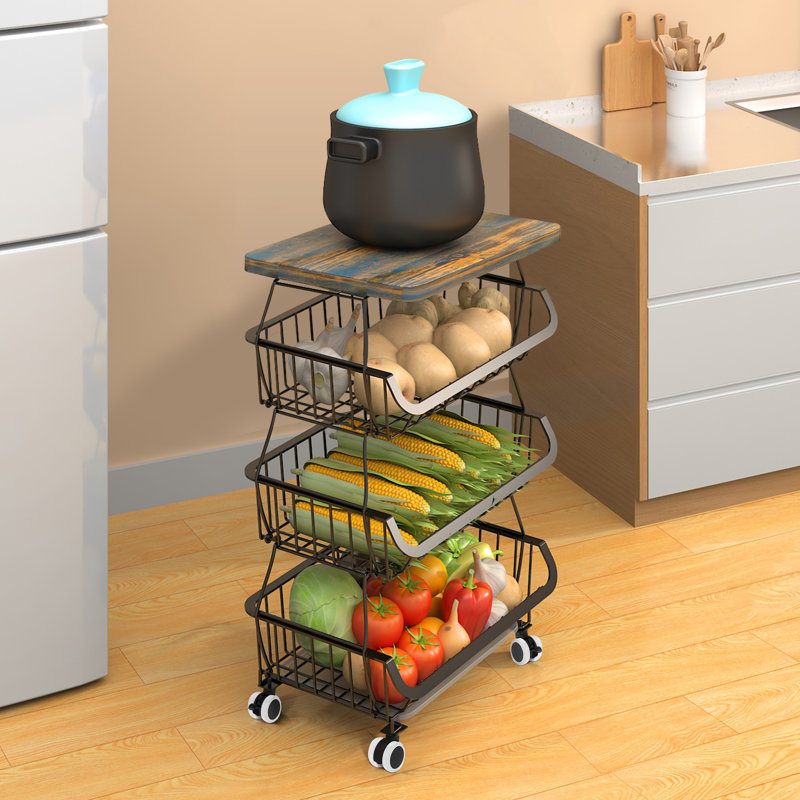 Magdlene 12'' W Height -Adjustable Shelving Unit with Wheels
