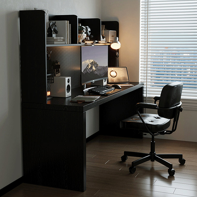 Bureau rectangulaire en bois massif noir, bureau, H 61,02 po x l 78,74 po x P 23,62 po