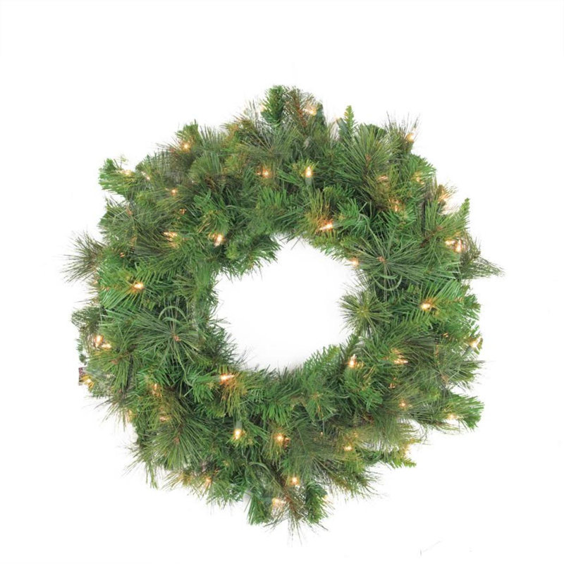 Couronne de Noël artificielle à DEL Canyon pré-éclairée 60 po-lumières claires