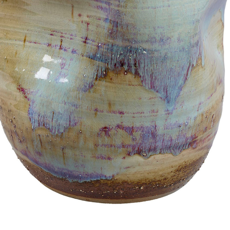 Vase décoratif Noah, forme irrégulière, céramique bleue brillante 13 pouces