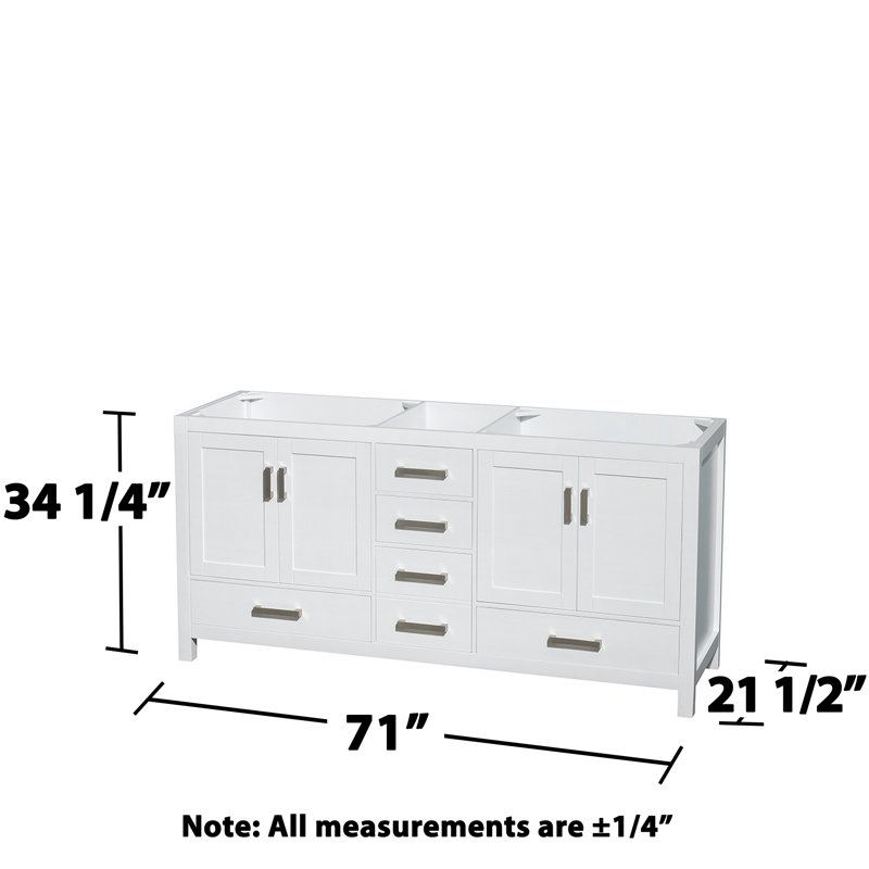 Base de meuble-lavabo autoportant double 71 po avec miroirs 24 po Sheffield, Blanc