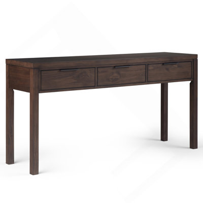Hollander Solid Wood Wide Console Table In Warm Walnut Brown
