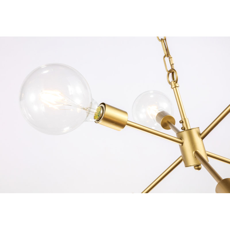 Lustre sphérique Spoutnik à 6 lumières Toler, Laiton