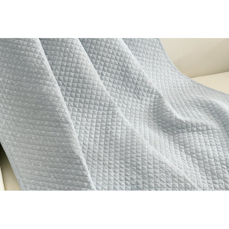  Jeté en courtepointe en coton, Bleu clair