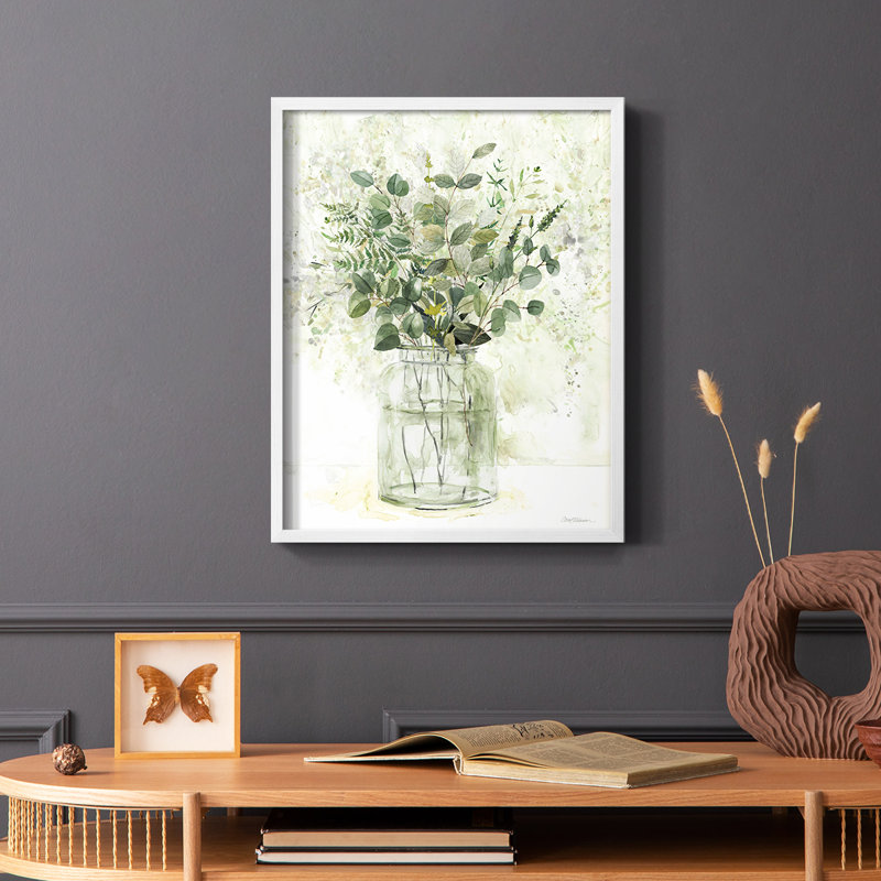 «Delicate Greenery II», reproduction encadrée - bois massif, Blanc, H 14 po x l 11 po