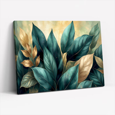 «Gallery Wrap», art mural sur toile pour le salon, la chambre à coucher, le bureau ou le vestibule - décoration murale décorative avec motif de feuilles